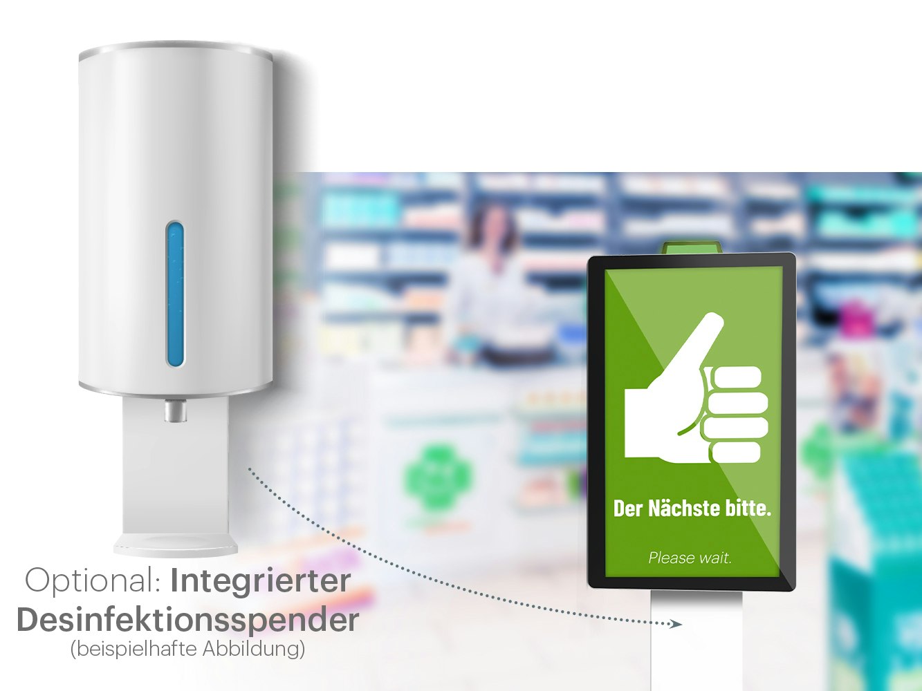 APOSTORE Zutrittskontrolle Digital Butler Erweiterung Desinfektionsspender